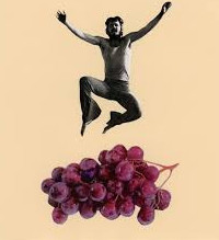 Showing Man exercising jumping Ove grapes